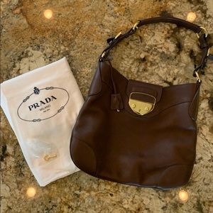Prada Shoulder Bag—Brown Leather